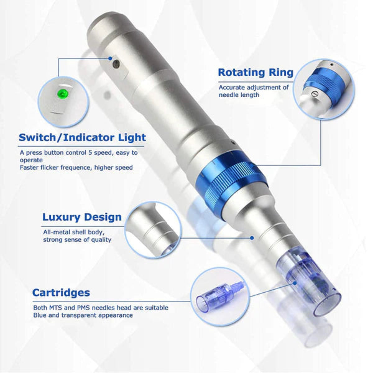 Dr. Pen A6 Professional Microneedling Pen - Includes 10 Replacement Cartridges
