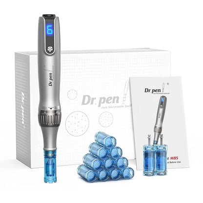 Dr Pen M8S Auto Electric Microneedle Pen - Contains 10 Replacement Cartridges